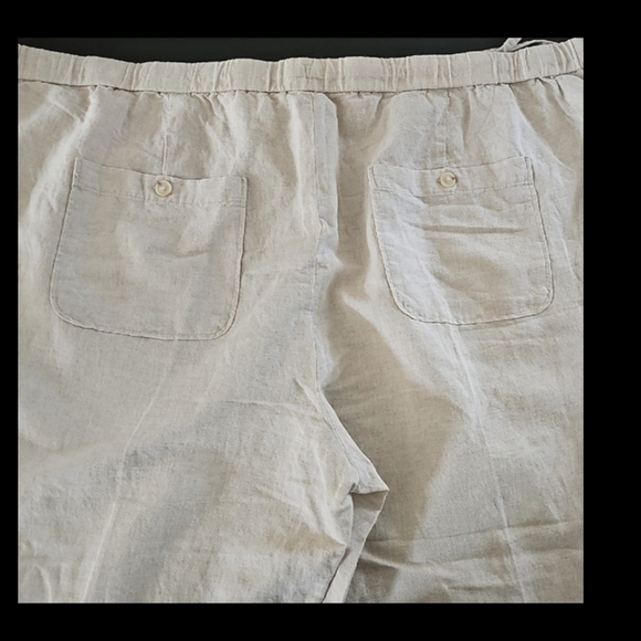 Liz Claiborne Plus Size 3X Casual Linen Cotton Pants Natural Linen Color - Picture 8 of 9